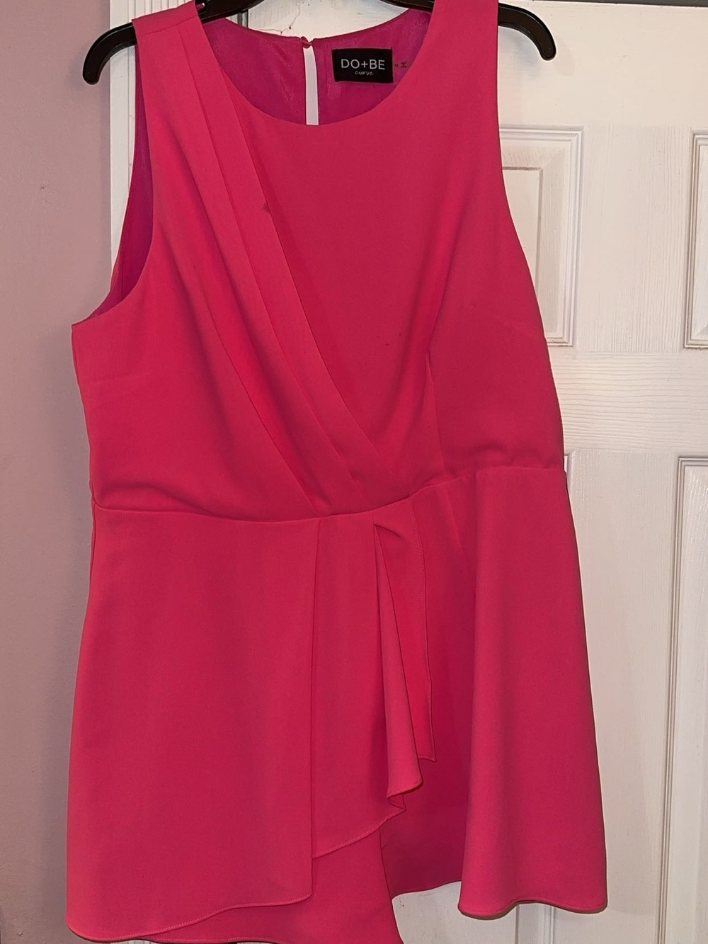 DO+BE Hot Pink Sleeveless Draped Peplum Top